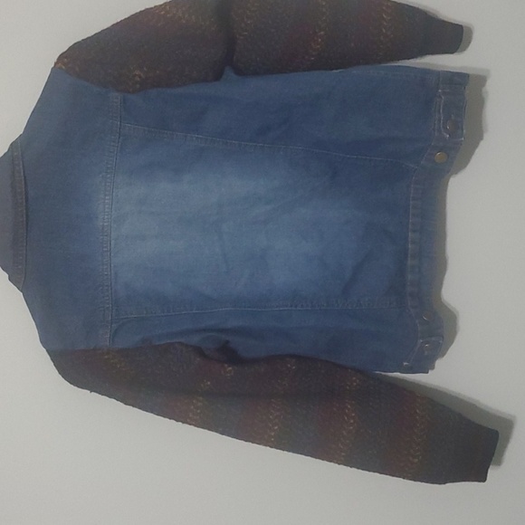 Taxi Jacket Denim Fabric Sleeves Womens Size XL ? X-large ? No Size Tag 20" Ptp - Picture 7 of 16